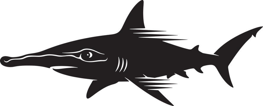 Hammerhead Shark Silhouette Vector Icon, Stylized Ocean Predator Design