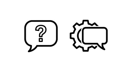 Fototapeta premium Question mark and support hub icons with question assistance information communication mechanical solution customer feedback platform background questionmark