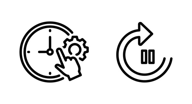 Timer trigger and delay action icons for workflow automation and task scheduling process management with settings automation schedule management workflow business technology software planning