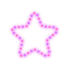 Neon star frame isolated on transparent background PNG