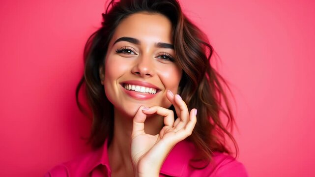A beautiful young woman of Mediterranean (Italian) appearance looking directly at the camera, smiling confidently. 