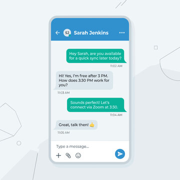 Chat Interface Sarah Jenkins With Phone With Text Message