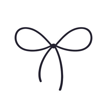Bow knot gift wrapping outline icon on transparent background