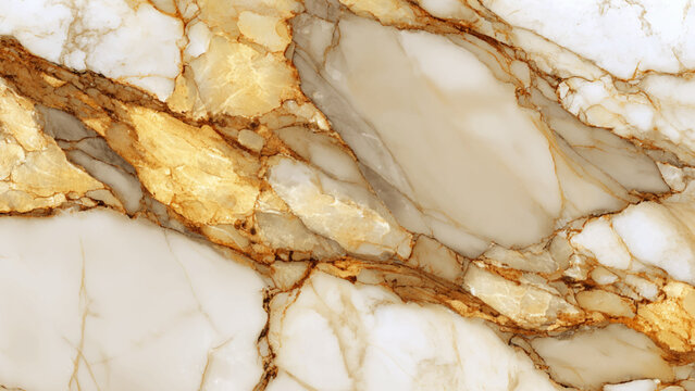 Beautiful white and gold marble texture with brown veins pattern closeup