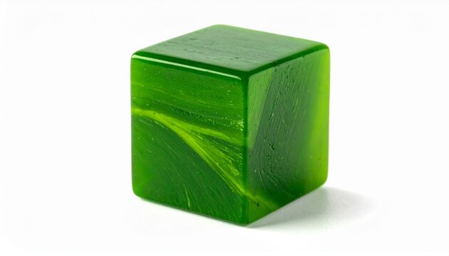 Translucent Green Square Object with Rounded Corners and Textured Patterns on White Background