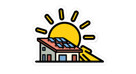 Naklejka premium Solar panel on house with sun energy