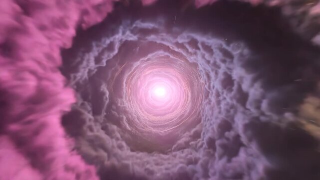 Vibrant cosmic explosion with swirling purple and orange clouds in space