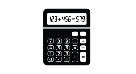 Fototapeta premium Black calculator displaying a simple addition equation on its screen