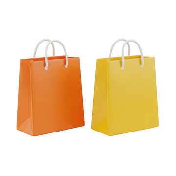 Two Shopping Bags with Handles Isolated on Transparent Background