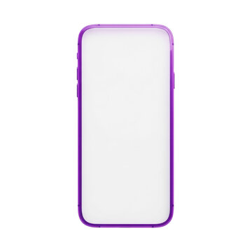 Minimalist smartphone outline with purple border isolated on transparent background