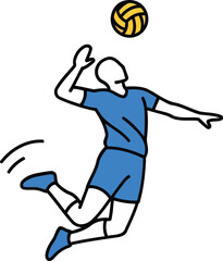 Obraz premium Male volleyball player jumping to spike the ball dynamic sports vector illustration