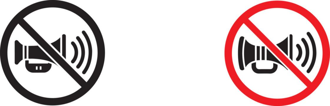 Sound Off Icons with Transparent Background in Black and Red Circles