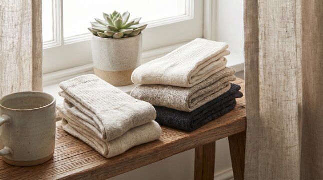 Socks fabric texture, folded minimal, lifestyle