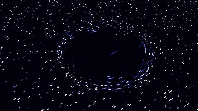 abstract fast flight of stars in outer space crossing black