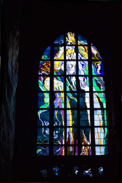 The curvature in the Franciscan church in Krakow
Stained glass window in the Franciscan church in Krakow