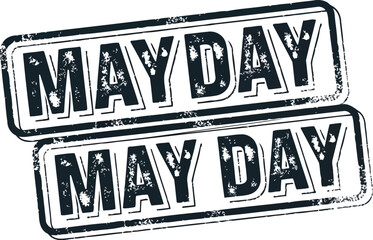 Vintage May Day grunge rubber stamp imprint graphic illustration © Husmath
