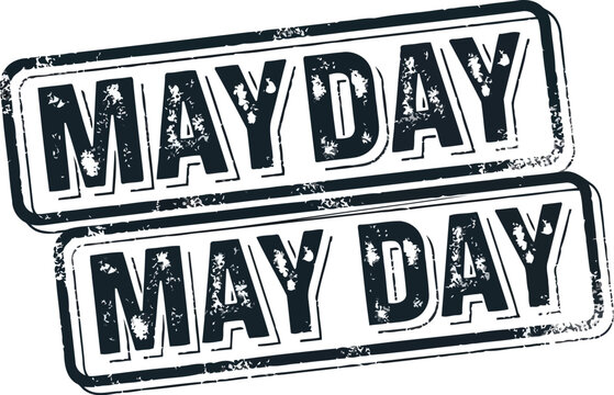 Vintage May Day grunge rubber stamp imprint graphic illustration