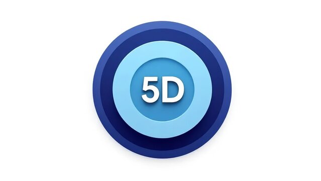 5D logo, blue circular badge with white text