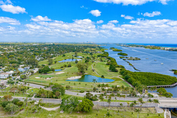 Obraz premium aerial view of Lake Worth Florida golf course