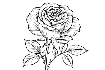 Obraz premium Hand drawn flower illustration with detailed petals and artistic line work design