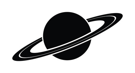 A striking black silhouette of saturn and its prominent rings a cosmic silhouette © nhpvect02