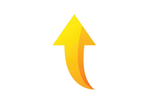 A sleek upward-pointing arrow with a gradient yellow and orange hue