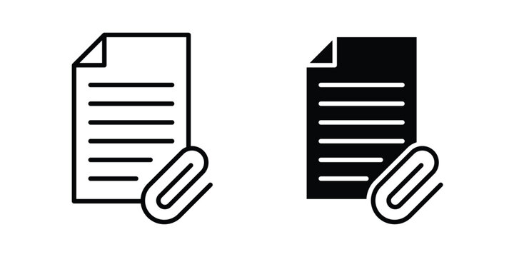 Attach document icon and symbol. Vector icons set