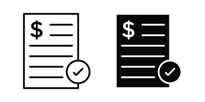 Bill payment icon and symbol. Vector icons set