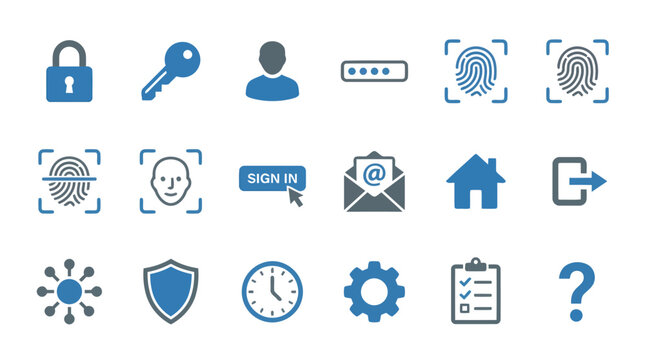 Digital Security Icon Set Focused on Authentication Elements.