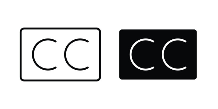 Closed caption icon and symbol. Vector icons set