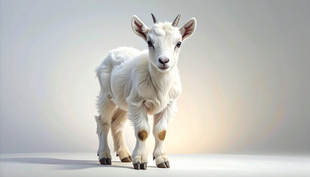 White goat on solid background