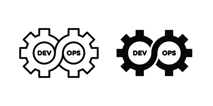 Dev ops icon and symbol. Vector icons set