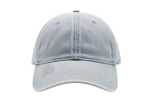 Gray baseball cap with curved brim and mesh back isolated on transparent background