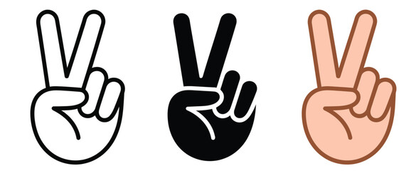 Fototapeta premium Crossed fingers icon set illustration, diverse outline silhouette and color styles representing luck hope and wish gesture design.