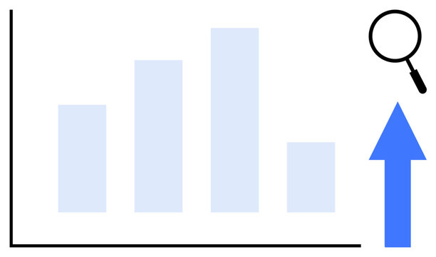 Business growth concept. Business growth with bar chart, data trends, and magnifying glass. Business growth for market analysis, financial planning, and strategy building. Usage analytics, data