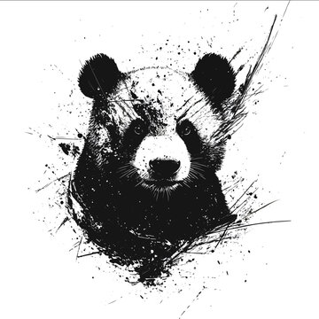 black silhouette panda on a white backgrounk vector