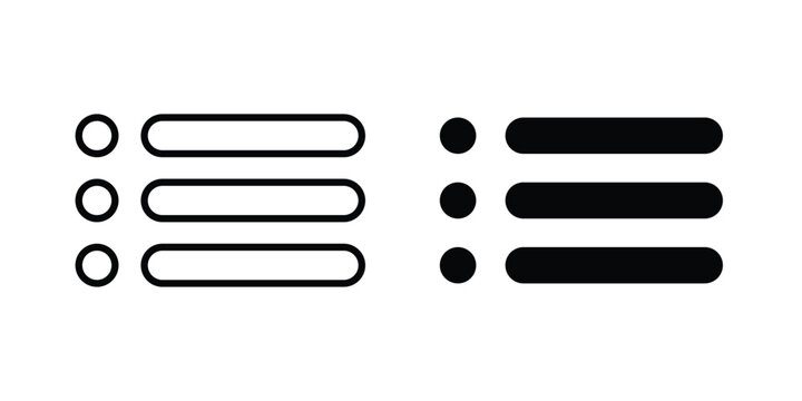 Menu icon and symbol. Vector icons set