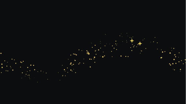 Glowing particles shine brightly in dark space with sparkling light