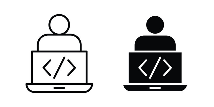 Programmer icon and symbol. Vector icons set