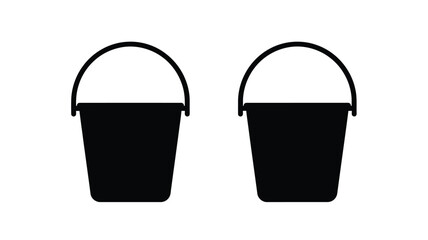 Two black buckets shown in a simple graphic silhouette © Hiron
