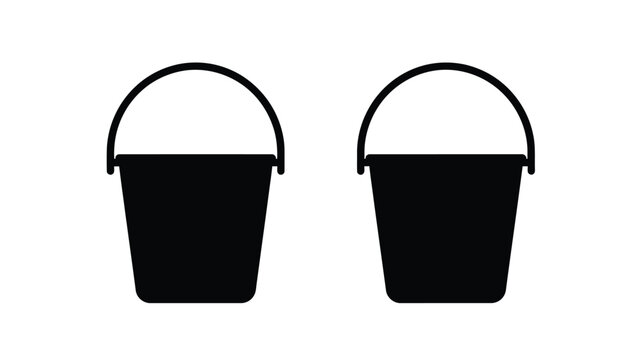 Two black buckets shown in a simple graphic silhouette