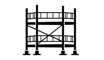 Fototapeta premium A stark black silhouette of a two tiered wooden structure resembling a simple gazebo or bandstand offering a sense of emptiness and isolation silhouette
