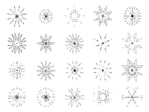 Collection of intricate geometric star patterns with varying point counts Vector