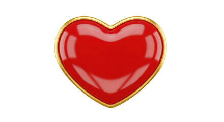 Fototapeta premium Shiny red heart shape with gold border on gray background.