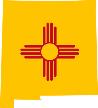 New Mexico State Flag Map United States State Outline Isolated
