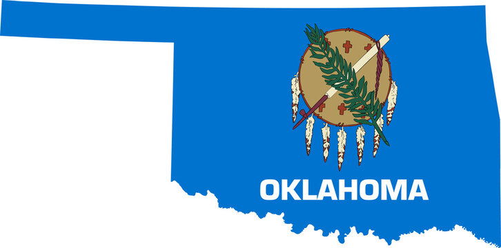 Oklahoma State Flag Map United States State Outline Isolated
