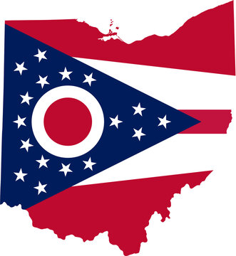 Ohio State Flag Map United States State Outline Isolated
