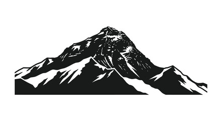 Dramatic mountain range illustration featuring a striking black shape silhouette © njhasan