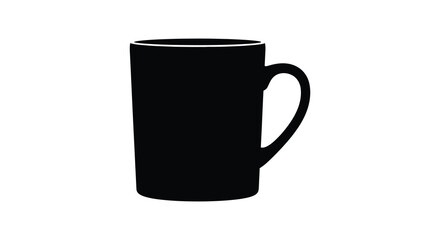 A stark black mug stands isolated against a bright white background silhouette © njhasan