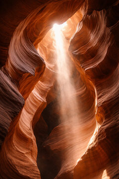 Rayon de lumi&egrave;re dans un canyon de gr&egrave;s rouge